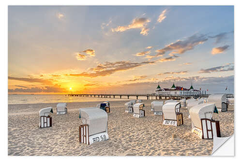 Wall sticker Sunrise at the pier in Ahlbeck on Usedom