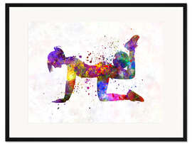 Gerahmter Kunstdruck Fitnessübung mit einem Ball I - nobelart