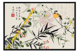 Gerahmter Kunstdruck Bambus-Chinoiserie