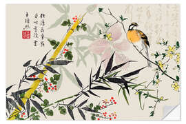 Selvklebende plakat Bamboo Chinoiserie