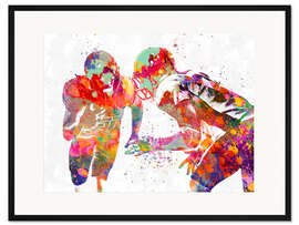 Gerahmter Kunstdruck Zwei American Football Spieler I