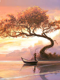 Magnettafel See im Morgengrauen