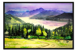 Gerahmter Kunstdruck Salzkammergut Blick zum Attersee