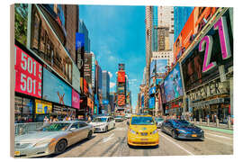 Tableau en bois Cars on Times Square