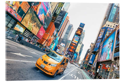 Acrylic print Yellow cab on Times Square