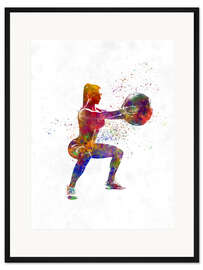 Gerahmter Kunstdruck Fitness-Übung mit einem Ball