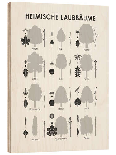 Wood print Native deciduous trees (German)