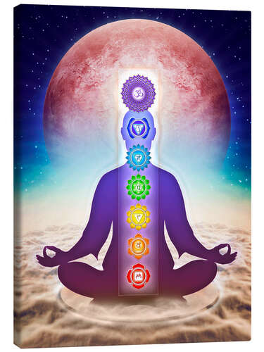 Canvas print In Meditation with Chakras - Red Moon Edition II