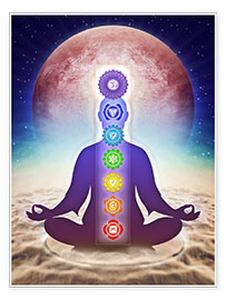 Poster In Meditation with Chakras - Red Moon Edition II