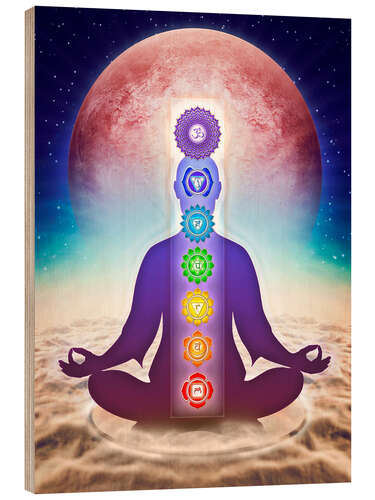 Puutaulu In Meditation with Chakras - Red Moon Edition II
