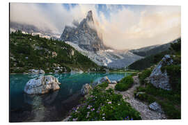 Aluminium print A summer evening at Sorapis Lake