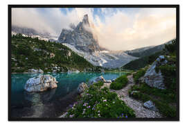 Gerahmter Kunstdruck Ein Sommerabend am Sorapis-See