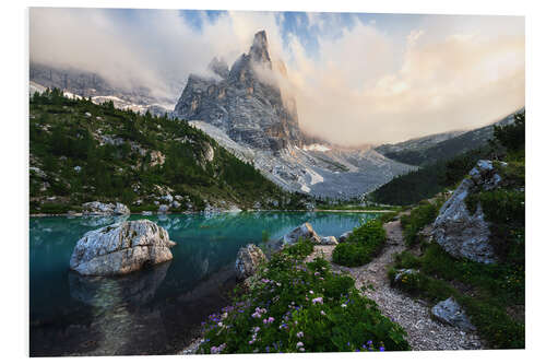 Foam board print A summer evening at Sorapis Lake