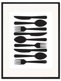 Gerahmter Kunstdruck Schwarzes Besteck