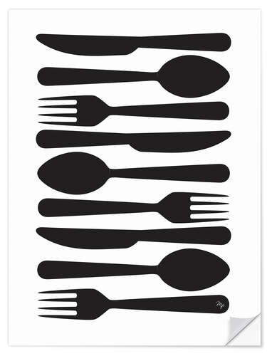 Wall sticker Black Cutlery