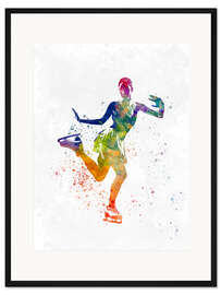 Gerahmter Kunstdruck Schlittschuhläuferin I