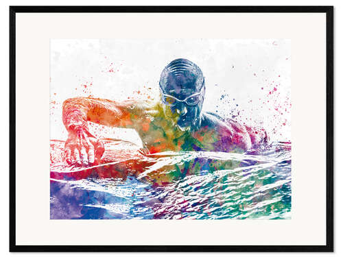 Ingelijste kunstdruk Swimming style front crawl I