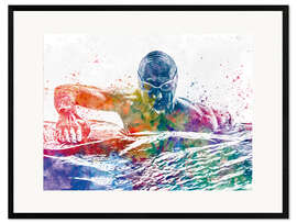Impression artistique encadrée Swimming style front crawl I