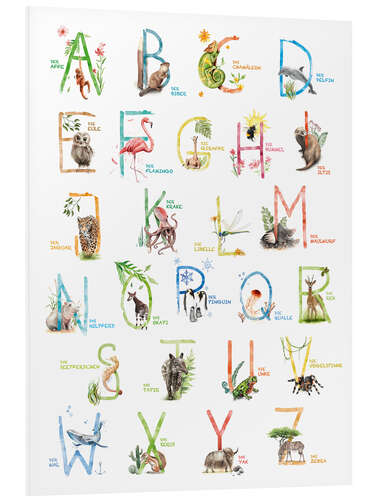 Foam board print Colourful ABC with animals (German)