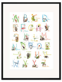 Gerahmter Kunstdruck Buntes ABC mit Tieren