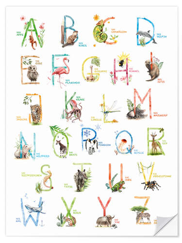 Sisustustarra Colourful ABC with animals (German)