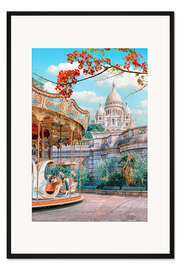 Gerahmter Kunstdruck Karussell in Montmartre