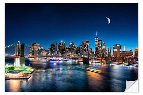 Selvklæbende plakat Moonrise over New York