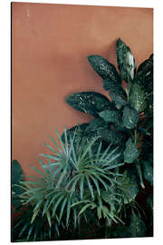 Aluminium print Tropical leafy green on earthy terracotta - Studio Nahili