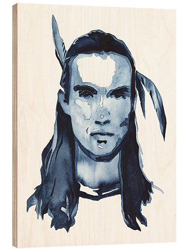Tableau en bois Native American Man Portrait