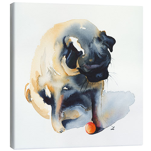Canvas-taulu Pug with a Ball