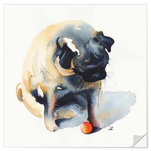 Wall sticker Pug with a Ball