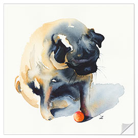 Wall sticker Pug with a Ball