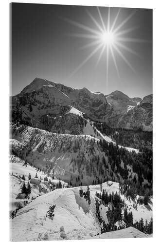 Acrylic print View from Jenner, Upper Bavaria, b/w