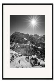Gerahmter Kunstdruck Blick vom Jenner, Oberbayern, s/w