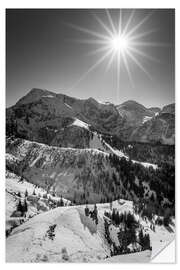 Selvklebende plakat View from Jenner, Upper Bavaria, b/w