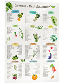 Acrylic print  Seasonal calendar for vegetables (German)