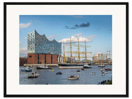 Gerahmter Kunstdruck Buntes Treiben um die Elbphilharmonie