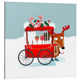 Magnettafel Weihnachtsfuchs mit Zuckerstange