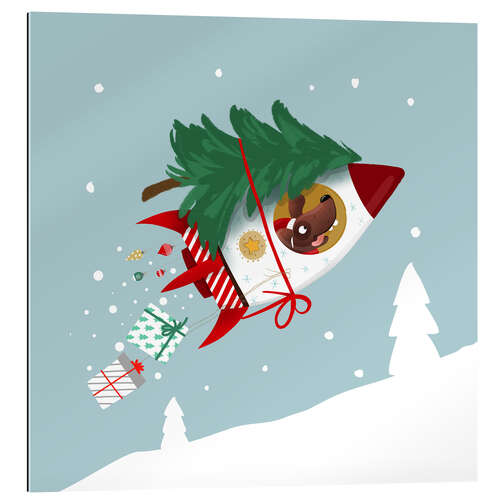 Gallery print Dog in the Christmas rocket