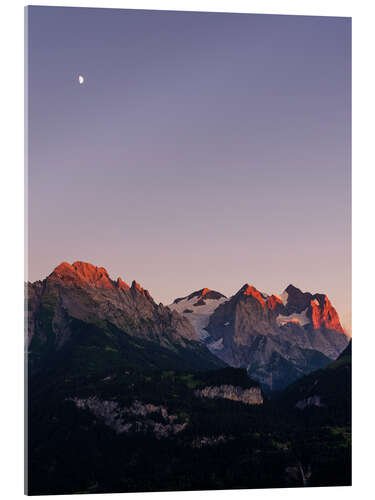 Quadro em acrílico Engelhorn, Wellhorn and Wetterhorn at sunset