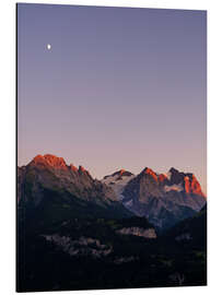 Tableau en aluminium Engelhorn, Wellhorn and Wetterhorn at sunset