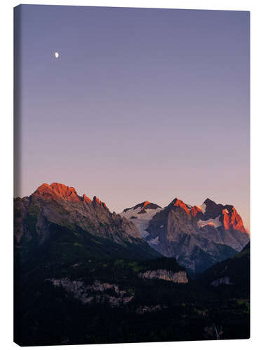 Tableau sur toile Engelhorn, Wellhorn and Wetterhorn at sunset