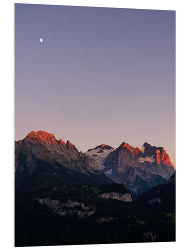 Foam board print Engelhorn, Wellhorn and Wetterhorn at sunset