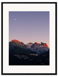 Ingelijste kunstdruk Engelhorn, Wellhorn and Wetterhorn at sunset