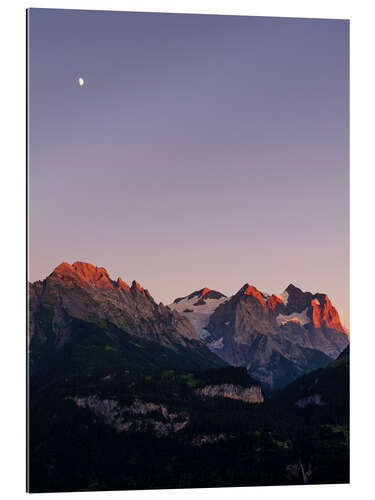 Gallery print Engelhorn, Wellhorn and Wetterhorn at sunset