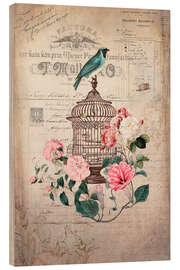 Wood print Vintage birdcage