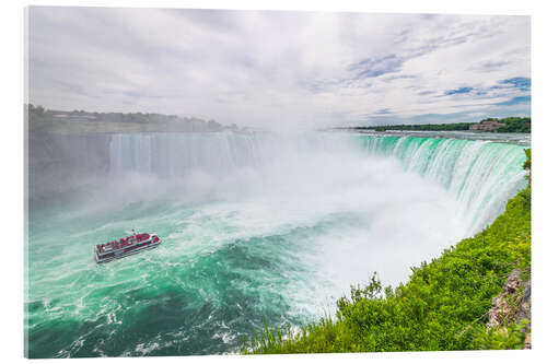 Acrylglasbild Touristenboot nähert sich den Niagarafällen