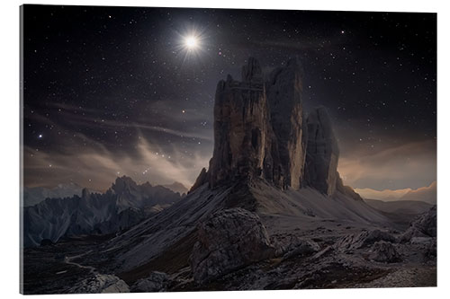 Akryylilasitaulu Nightfall at Tre Cime di Lavaredo, Dolomites