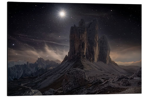 Aluminium print Nightfall at Tre Cime di Lavaredo, Dolomites