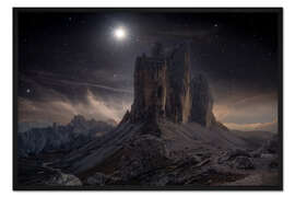Gerahmter Kunstdruck Nachteinbruch bei den Drei Zinnen, Dolomiten